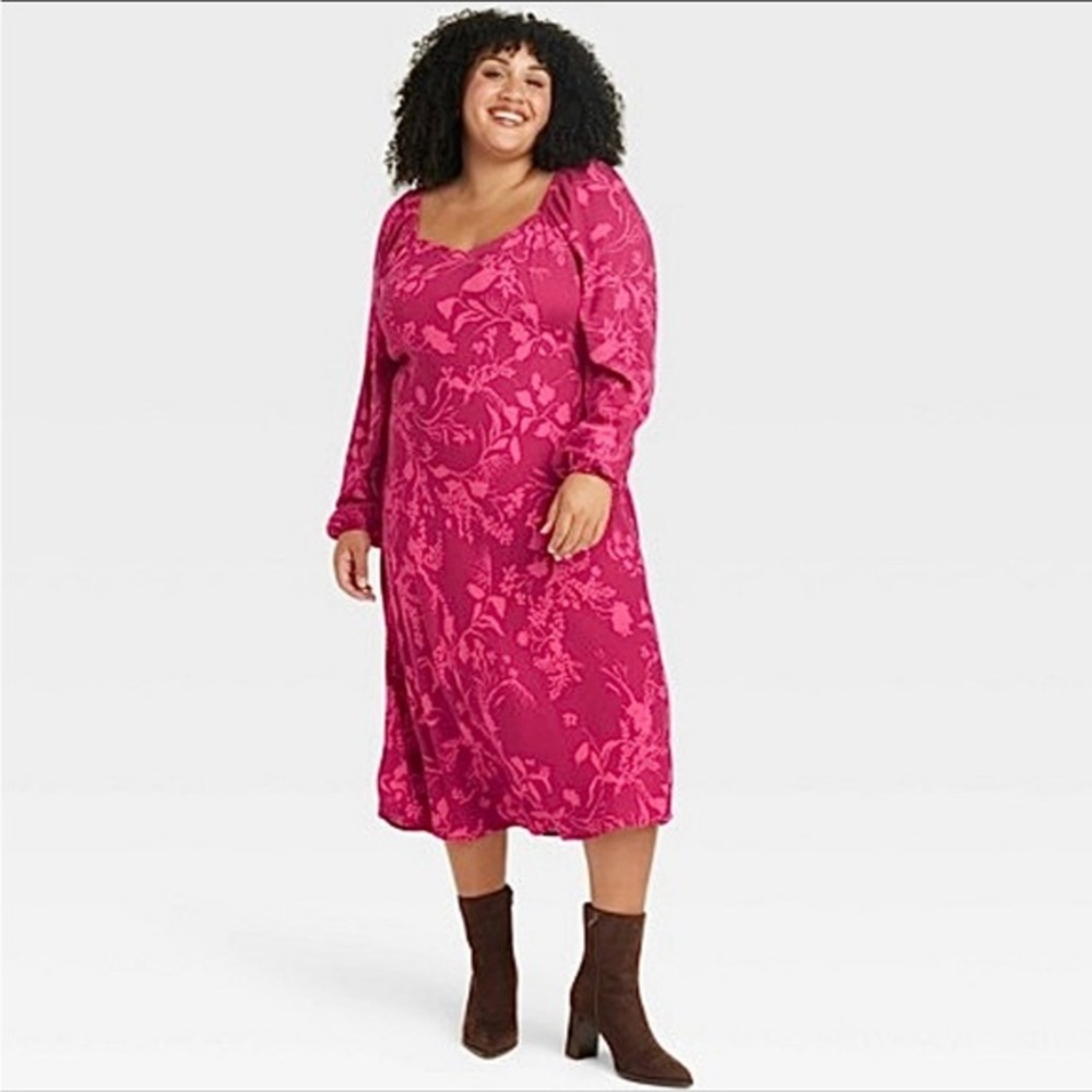 NWT AVA & VIV Fuschia Floral dress